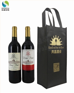 厂家定做各类红酒手提袋无纺布红酒袋 量身定做金粉印刷美观耐用